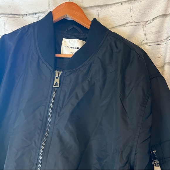 Eleven Paris Men's Jet Black Bomber Jacket w/ Multiple Compartments, Size XXL - Picture 3 of 4